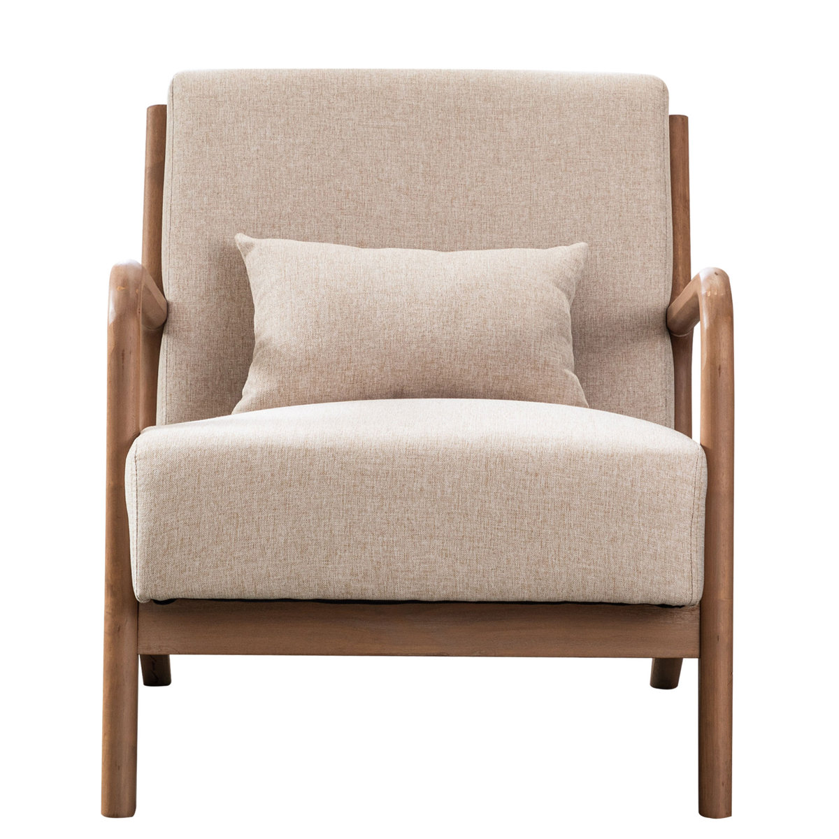 Hertford 26" Wide Mid Century Upholstered Solid Wood Accent Chair with an Extra Pillow